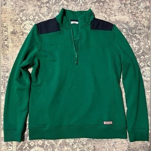 Women’s Vineyard Vines Shep quarter zip pull over, size large, green/navy.